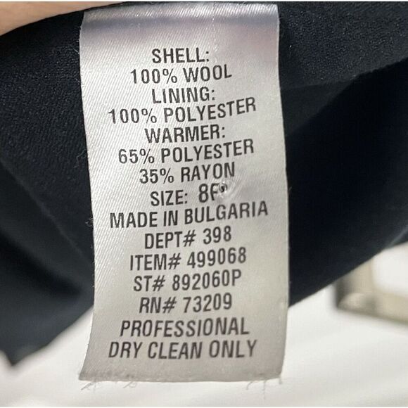 Marvin Richards Vintage Black Wool Trench Coat Womens Size 8 P - Picture 8 of 10